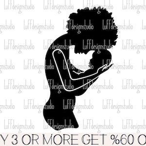 Black Mom SVG, Maternidade SVG, Gravidez SVG, Bebê SVG, Mulher Afro SVG, Png, Arquivos SVG para Cricut, Silhueta, Downloads de Designs de Sublimação