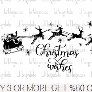 Feliz Navidad SVG, Reno SVG, Invierno SVG, Trineo de Papá Noel, Copo de nieve, Png, Dxf, Archivos para Cricut, Silhouette, Descargas de diseños de sublimación
