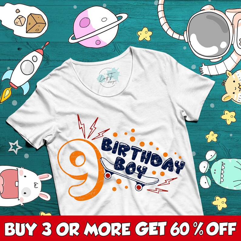 Download 9th Birthday Boy SVG Happy Birthday SVG Skateboard Birthday | Etsy