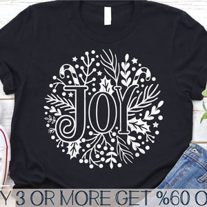 SVG de alegría, SVG de letrero navideño, SVG floral navideño, SVG inspirador, SVG de letrero de alegría, Archivos SVG para Cricut, Descargas de diseños de sublimación
