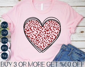 Cheetah Heart SVG, Valentines Day SVG, Leopard Heart PNG, Valentine Shirt Svg, Popular Svg Files For Cricut, Sublimation Designs Downloads