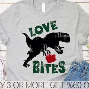 Valentine Dinosaur SVG: Love Bites, Funny Kids Design (Digital Files)