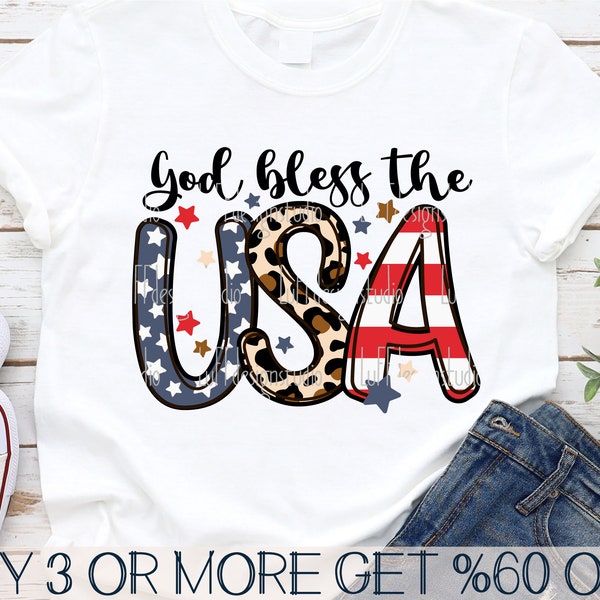 God Bless The USA SVG, 4th of July SVG, Patriotic Svg, Leopard Print, July Fourth Png, Svg Files For Cricut, Sublimation Designs Downloads