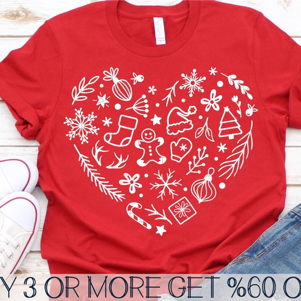 Christmas SVG, Christmas Heart SVG, Christmas Tree Svg, Love, Snowflake, Winter Shirt, Png, Files For Cricut, Sublimation Designs Downloads