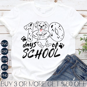 100 dagen school SVG, hondenliefhebber SVG, grappige 100e schooldag SVG, Dalmatische Svg, png, bestanden voor de Cricut, sublimatie ontwerpen downloads