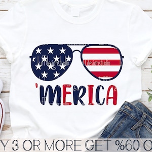 Merica SVG, Divertido 4 de julio SVG, Gafas de sol con bandera estadounidense SVG, Patriótico Svg, Png, Archivos Svg para Cricut, Descargas de diseños de sublimación
