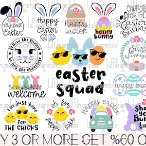 Pacote SVG de Páscoa, SVG de coelho, PNG engraçado de Páscoa, Svg de primavera, Svg de cesta, Svg de esquadrão, arquivos Svg de ovo para Cricut, downloads de designs de sublimação