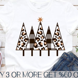 Kerstboom SVG, kerst SVG, Leopard kerstbomen PNG, Cheetah Tree Svg, Buffalo Plaid Svg, Cricut, sublimatie ontwerpen downloads