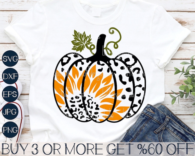 Leopard Pumpkin SVG, Sunflower SVG, Fall SVG, Cheetah Print, Halloween, Thanksgiving, Png, Files for Cricut, Sublimation Designs Downloads 