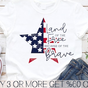 4th of July Svg Png, Land of the Free SVG, 4th of July SVG, American Flag Star SVG, Svg Files For Cricut, Sublimation Designs Downloads