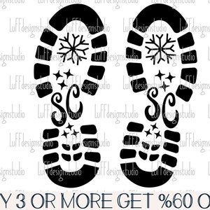 Santa Footprint SVG, Santa Boots SVG, Christmas SVG, Boot Stencil, Laser Cut, Glowforge, Png, File For Cricut, Sublimation Designs Downloads