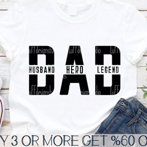 Papa SVG, Vatertag SVG, Ehemann Held Legende SVG, Papa Shirt SVG, Bester Papa aller Zeiten SVG, Png, Dateien für Cricut, Sublimation Designs Downloads