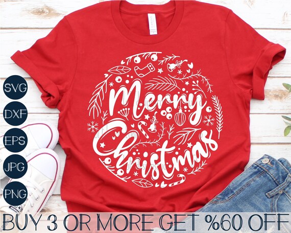 Merry Christmas SVG, Merry Christmas PNG, Round Christmas Sign SVG, Christmas Shirt Svg, Svg Files for Cricut, Sublimation Designs Downloads