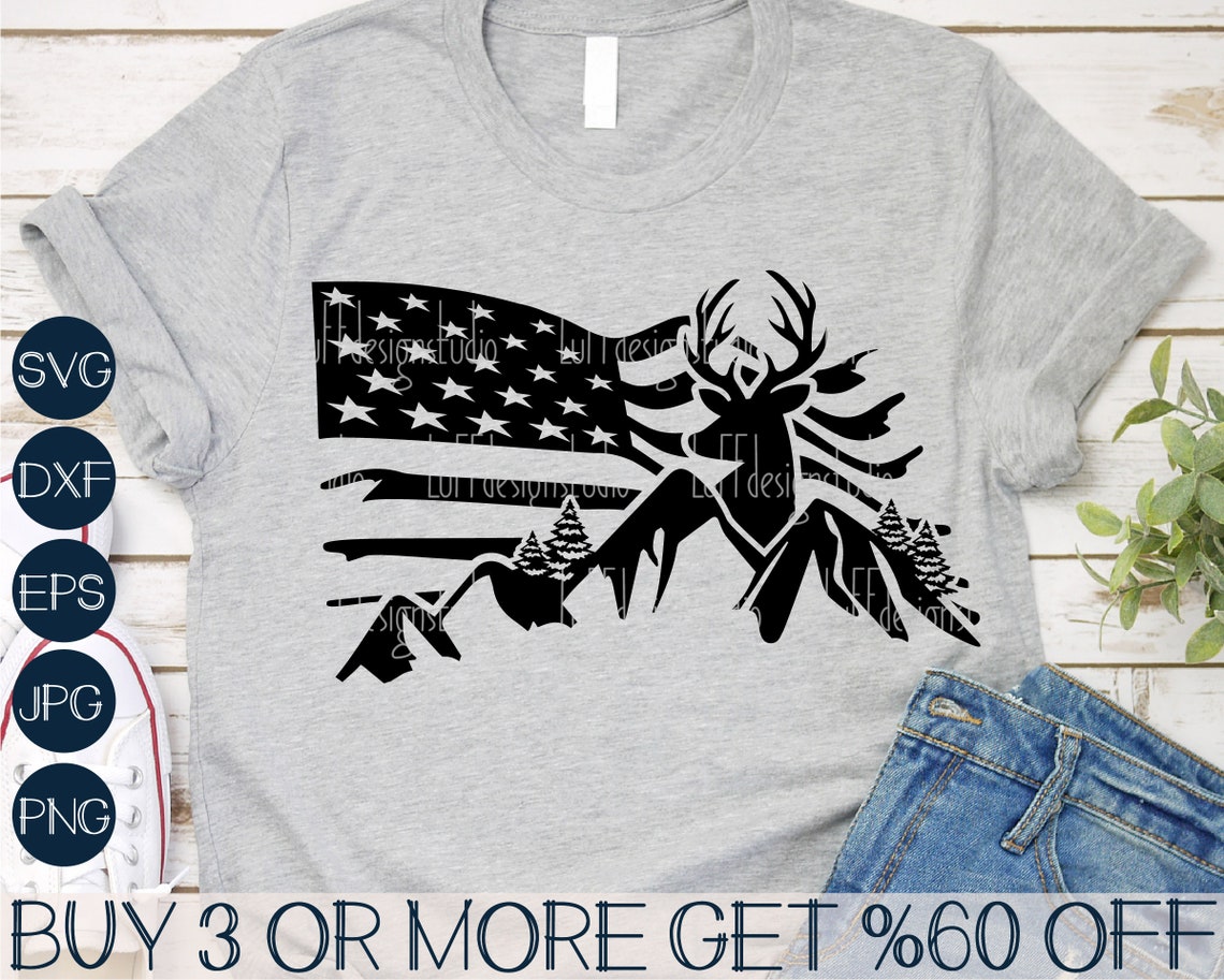 Download Deer SVG Distressed American Flag SVG 4th of July SVG | Etsy
