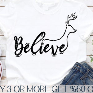 Reindeer SVG, Believe SVG, Weihnachtssuget
