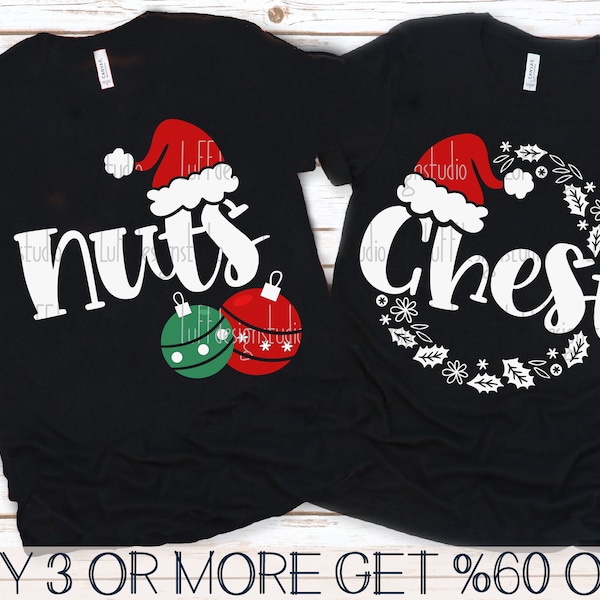Chest Nuts SVG, Funny Christmas Couple Shirt SVG, Sarcastic Family Christmas SVG, Png, Svg Files For Cricut, Sublimation Designs Downloads
