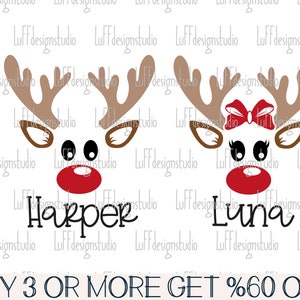 Renna SVG, Natale SVG, Faccia di renna SVG, Renna carina PNG, Ragazzo, Ragazza, Bambini, PNG, File SVG per Cricut, Download di disegni per sublimazione