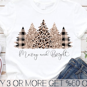 Arbre de Noël SVG, SVG joyeux et lumineux, arbres de Noël léopard PNG, arbre à carreaux Buffalo Svg, Dxf, Cricut, téléchargements de dessins par sublimation