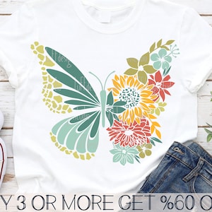 Papillon floral PNG SVG, SVG tournesol, été sublimation Svg, fleurs Svg, Png, fichiers Svg pour Cricut, téléchargements de dessins par sublimation