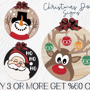 Christmas Door Sign SVG, Christmas Ornament SVG, Snowman SVG, Reindeer Svg, Glowforge Svg, Files For Cricut, Sublimation Designs Downloads