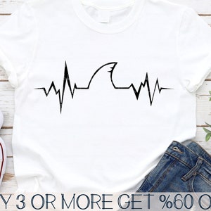 Sharkbeat SVG, Shark Heart Beat SVG, haaienvin SVG, gesneden bestand, png, dxf, svg-bestanden voor de Cricut, silhouet, sublimatie ontwerpen downloads