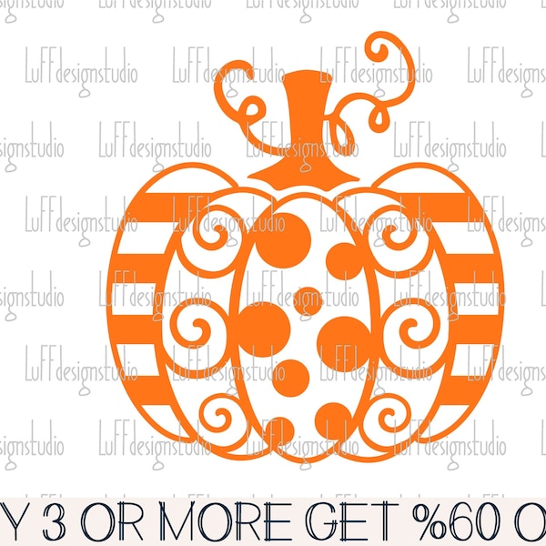 Pumpkin SVG, Fall SVG, Swirly Pumpkin SVG, Halloween Svg, Thanksgiving, Pattern, Png, Files for Cricut, Sublimation Design Downloads