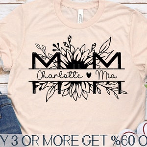 Blumen Mom SVG, Muttertag SVG, Sonnenblume SVG, Mom Leben SVG, Split Mom Shirt SVG, Nana Png, Dateien für Cricut, Sublimation Designs Downloads Bild 1