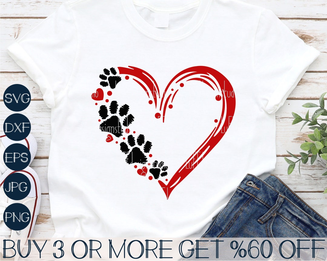 Dog Valentine SVG, Paw Heart SVG, Cat Dog Lover Valentines Day SVG, Dog ...