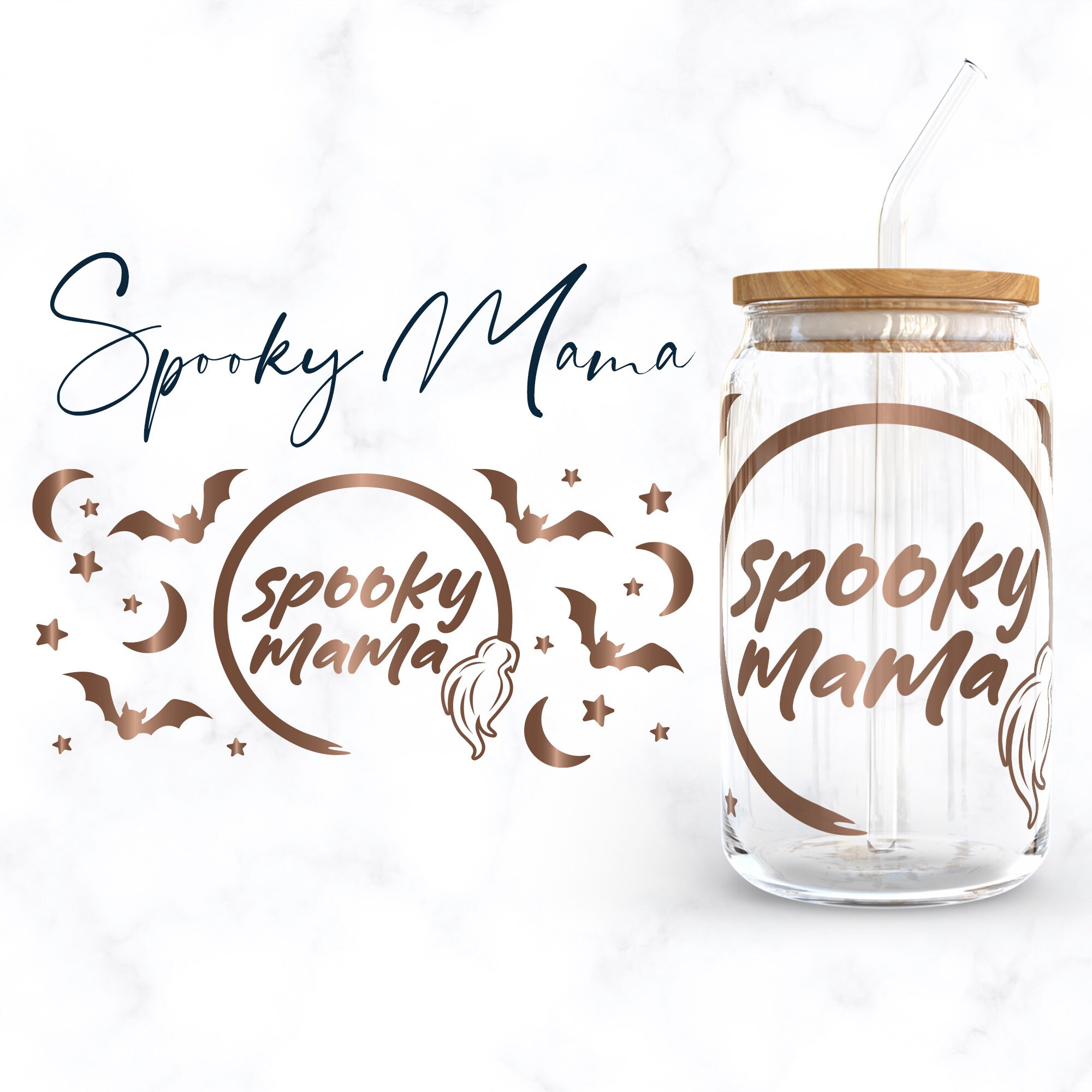 Halloween Mama Libbey Glass SVG Bundle, Momster 16oz Beer Can Wrap Svg ...