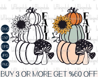 カボチャSVG、秋のSVG、ひまわりSVG、農家風、背の高いカボチャPNG、ハロウィン、感謝祭、Cricut用ファイル、昇華デザインのダウンロード
