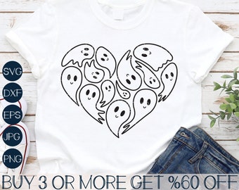 Ghost Heart SVG, Girls Halloween SVG, Boo SVG, Halloween Heart Svg, Spooky Svg, Popular Png, Files for Cricut, Sublimation Designs Downloads