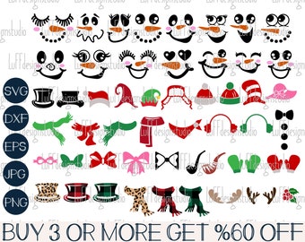 Snowman SVG, Snowman Face SVG, Christmas SVG, Family Christmas Snowman Faces Shirt Svg, Png, Files For Cricut, Sublimation Designs Downloads