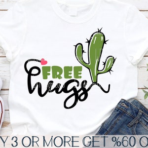 Cactus SVG, SVG de câlins gratuits, SVG drôle de Saint-Valentin, Svg sarcastique, succulentes Svg, Png, fichiers Svg pour Cricut, téléchargements de motifs par sublimation