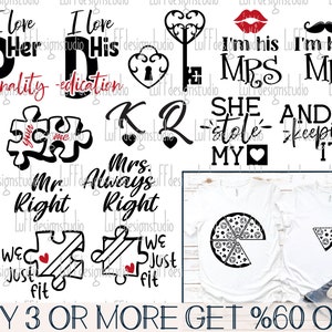 Koppels SVG, Valentines SVG, Funny Valentine paar shirt SVG, Dhr en Mevr, Matching, Png, Svg-bestand voor Cricut, sublimatie ontwerpen downloads