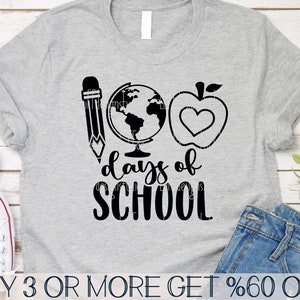 100 Dias de Escola SVG, 100º Dia de Escola SVG, Apple SVG, Lápis Svg, Professor Svg, Arquivos Svg para Cricut, Downloads de Designs de Sublimação