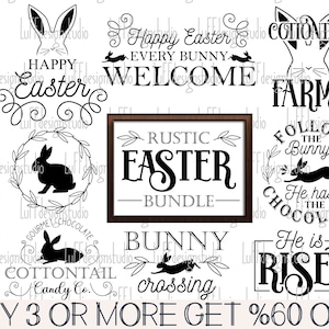 Pâques SVG, SVG de signe de Pâques, Pâques SVG Bundle, Pâques ferme Svg, Svg de lapin de Pâques, fichiers Svg pour Cricut, téléchargements de motifs par sublimation