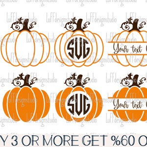 Pumpkin SVG, Fall Svg, Pumpkin Monogram Frame SVG, Halloween, Shirt, Png, Dxf, Files for Cricut, Silhouette, Sublimation Designs Downloads