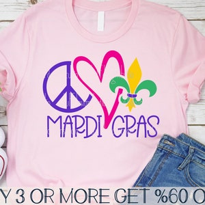 Paz Amor Mardi Gras SVG, Fleur De Lis SVG, Louisiana SVG, New Orleans Svg, Dxf, Arquivos Svg para Cricut, Downloads de Design de Sublimação