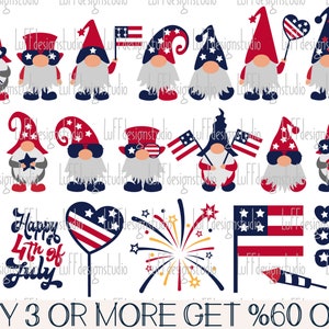 4th of July SVG Bundle, Patriotic Gnomes SVG, Fourth of July PNG, Firework Svg, Clipart, Dxf, File For Cricut, Sublimation Designs Downloads