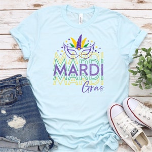 Mardi Gras SVG, Glitter Mardi Gras-skjorta PNG, Mask SVG, Louisiana Svg, New Orleans Svg, Svg-filer för Cricut, Sublimeringsdesignnedladdningar bild 2