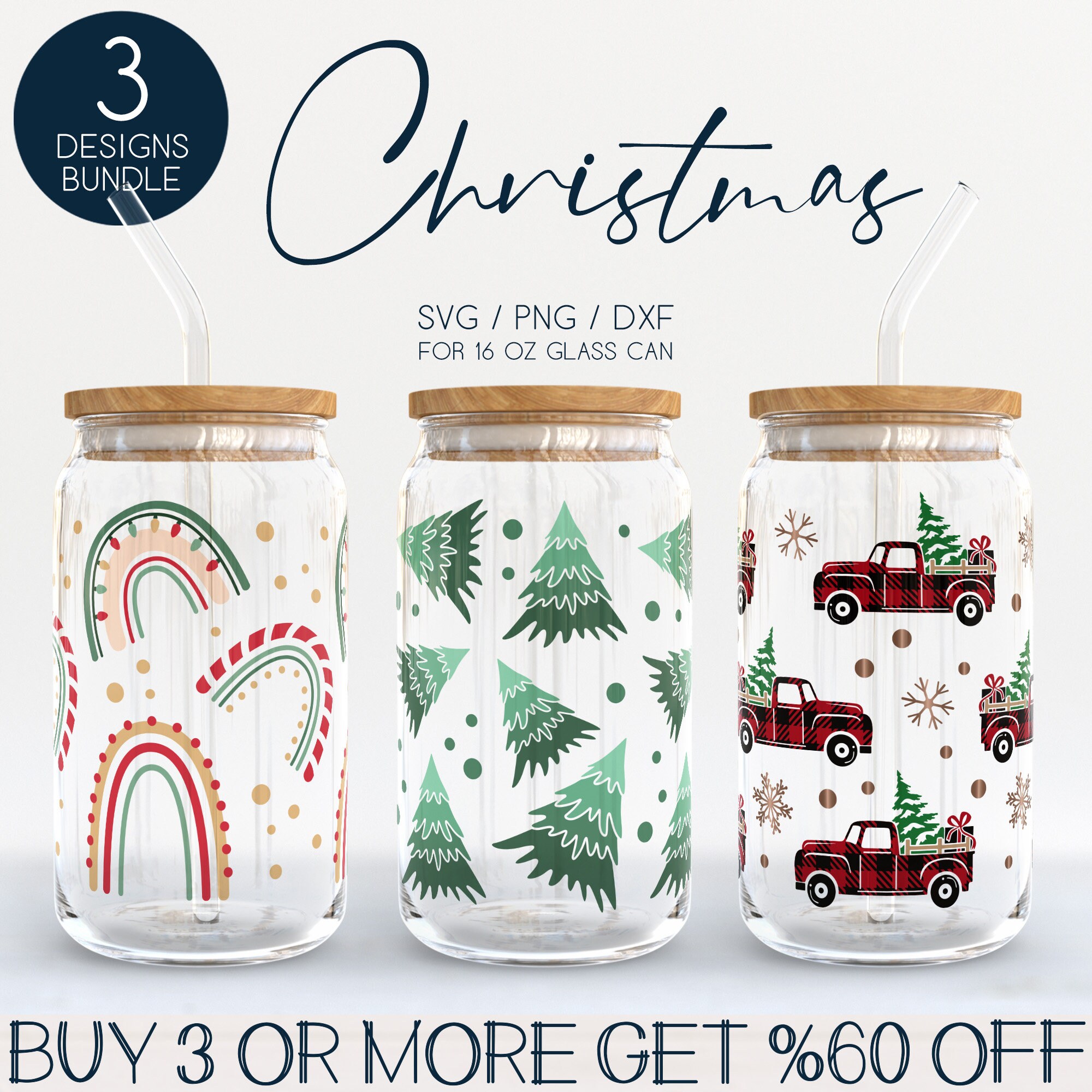 Christmas Libbey Glass SVG Bundle, Red Truck 16oz Beer Can Wrap Svg Png ...
