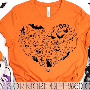 Halloween SVG, Rolig Halloween Doodle SVG, Pumpa SVG, Spöke Svg, Bu Svg, Läskig Png, Svg-filer för Cricut, Sublimeringsdesign Nedladdningar