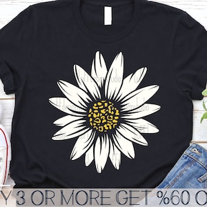Marguerite SVG, Daisy PNG, fleur SVG, Svg tournesol, motif léopard, été, chemise, Png, fichiers Svg pour Cricut, téléchargements de dessins par sublimation