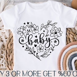 Baby Girl SVG, Floral Baby Heart SVG, Wildflower Svg, Baby Shower Svg, Newborn Svg, Png, Svg File For Cricut, Sublimation Designs Downloads