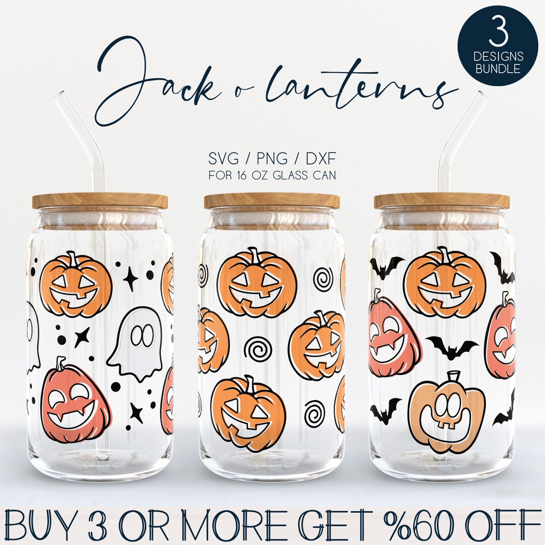 Halloween Libbey Glass SVG Bundle, Pumpkin 16oz Beer Can Wrap Svg Png ...