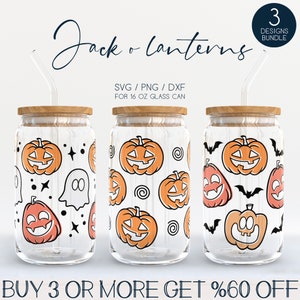Halloween Libbey Glass SVG Bundle, Pumpkin 16oz Beer Can Wrap Svg Png Dxf, Ghost Coffe Cup Svg, Boo Tumbler Wrap Svg Files for Cricut