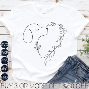 Hond Valentine SVG, bloemen hart SVG, Paw SVG, hondenliefhebber Valentijnsdag Svg, hond moeder Svg, png, bestand voor Cricut, sublimatie ontwerpen downloads
