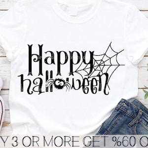 Happy Halloween SVG, Spider SVG, Cobweb SVG, Spider Web Svg, Quote, Saying, Sign, Png, Svg Files for Cricut, Sublimation Designs Downloads