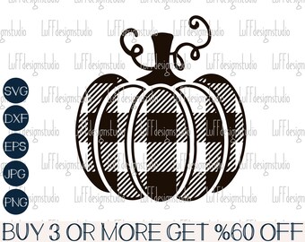 Buffalo Plaid Pompoen SVG, Herfst SVG, Pompoen SVG, Halloween SVG, Thanksgiving, PNG, Bestanden voor Cricut, Sublimatieontwerpen Downloads