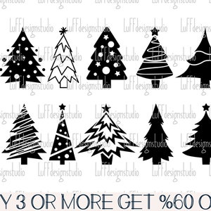 Christmas Tree SVG Bundle, Merry Christmas SVG, Winter SVG, Pine Tree, Dxf, Png, Files For Cricut, Silhouette, Sublimation Designs Downloads